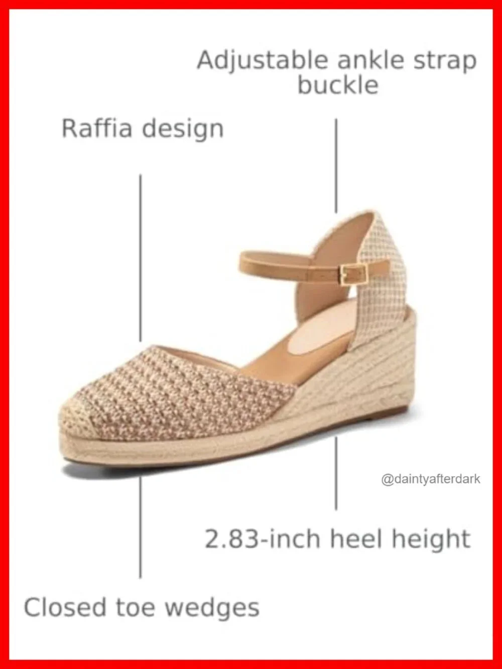 Women's Espadrille Wedge Sandals Raffia Ankle Strap